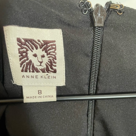 Anne Klein Black Fit & Flare Capped Sleeve Midi Dress Red Belt Women’s Size 8 - Picture 2 of 8